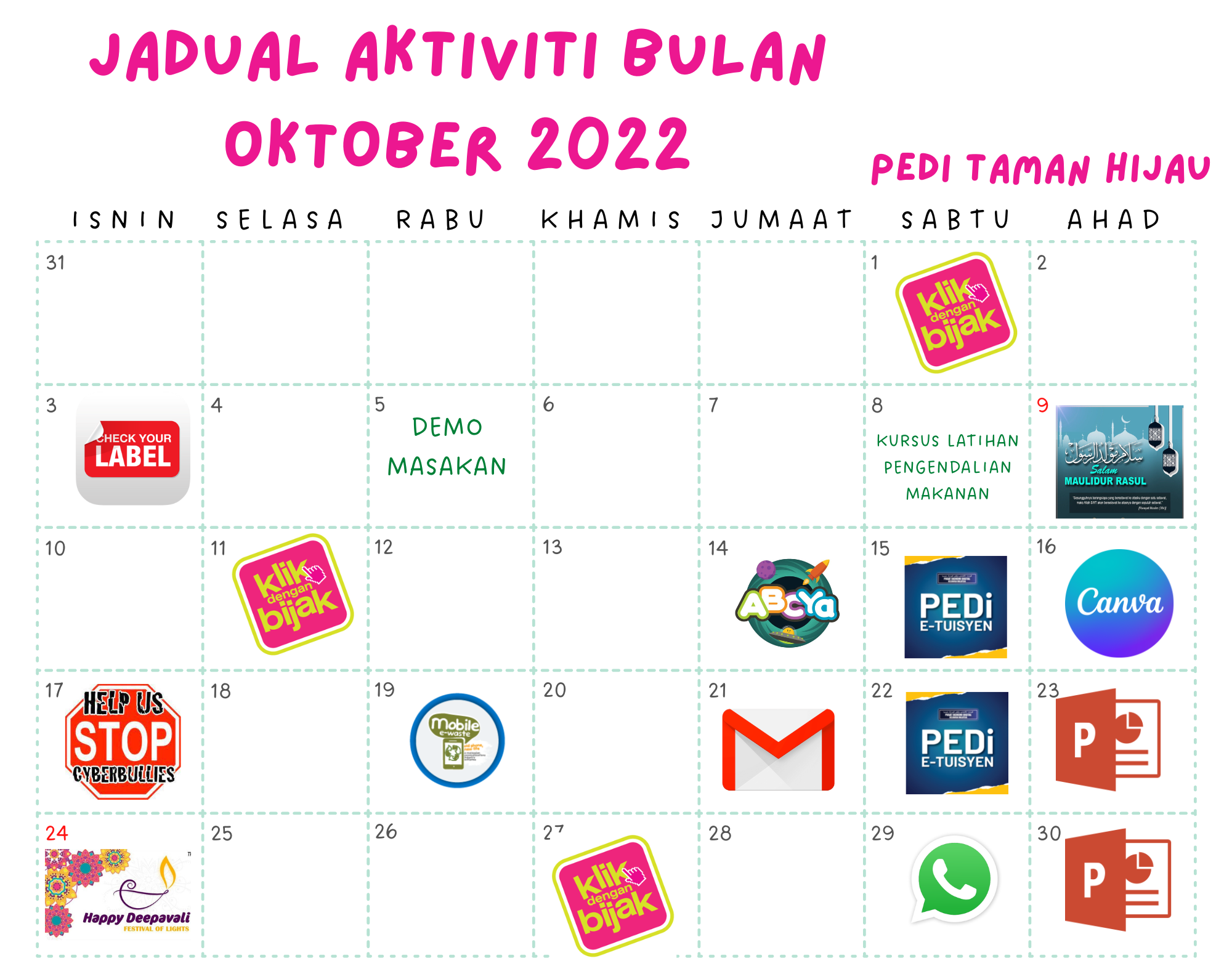 jadual aktiviti October 2022