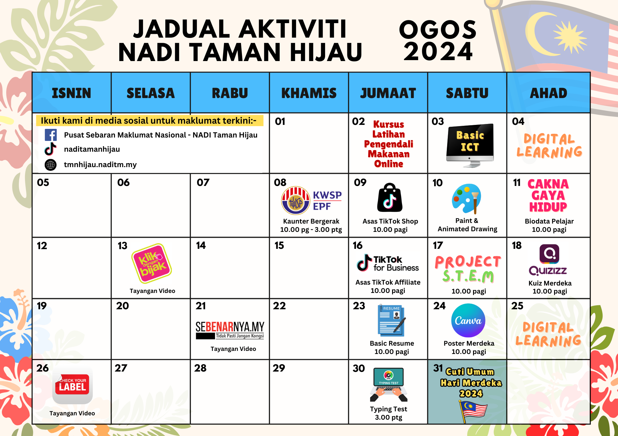 Jadual Aktiviti Ogos 2024